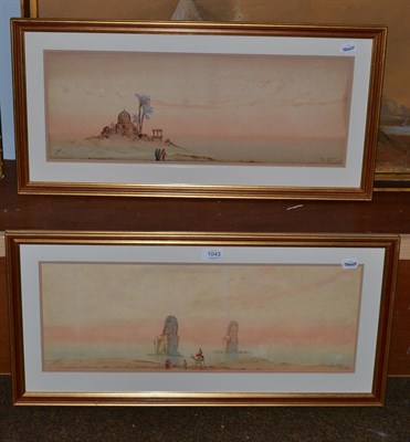 Lot 1043 - Augustus Osborne Lamplough, R.W.S (1877-1930) Collosi of Memnom, Thebes, signed and inscribed,...
