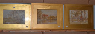 Lot 1045 - Tom Hunn (British,1857-1928) Three rural landscapes, signed, watercolours (3)