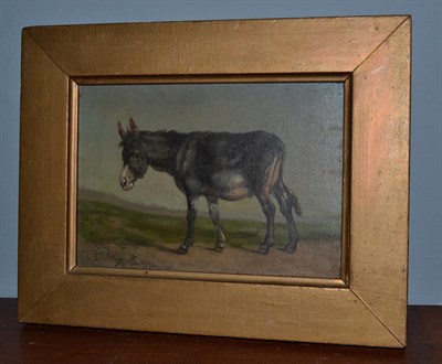 Lot 1047 - French school (19th century) study of a donkey, indistinctly signed and dated 1880, oil on...
