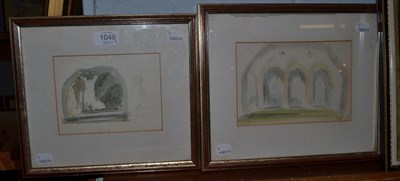 Lot 1049 - Sir Hugh Casson PRA (1910-1999), Two set designs, signed and extensively inscribed, watercolour...