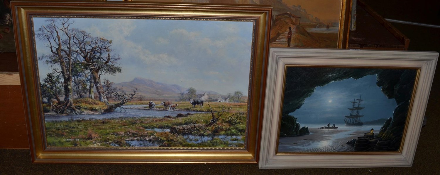 Lot 1060 - Roger Desoutter, (20th century) ''The Smugglers'', signed oil-on-canvas, together with P...