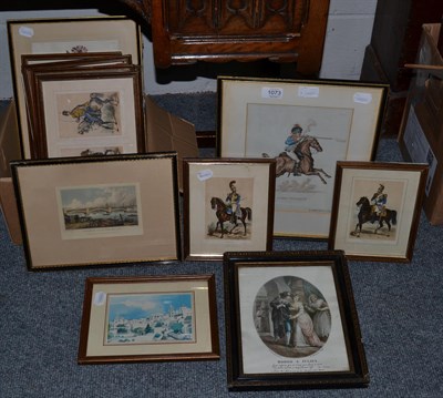 Lot 1073 - A print after Thomas Rowlandson, ''Surry Yomanry'' and eleven assorted prints (12)