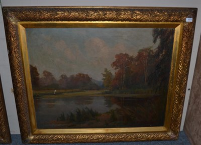 Lot 1075 - British School, (early 20th century) Autumnal landscape, indistinctly signed, oil on canvas,...