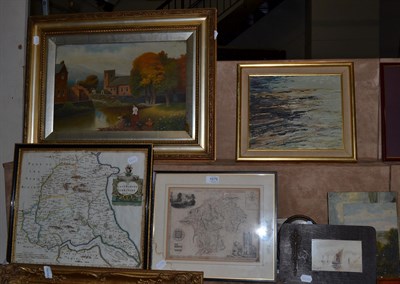 Lot 1076 - P.T. Phizackerley A.R.C.A ''Movement in water'', oil on canvas, Robert Morsen map of the East...