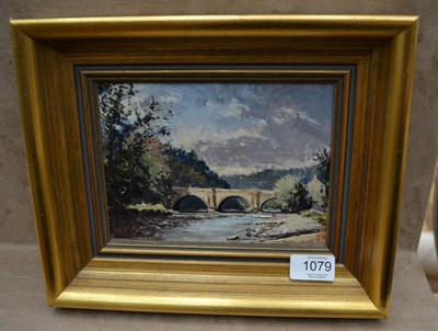 Lot 1079 - Robin Furness (b.1933), ''Richmond Bridge'', signed and dated (19)89, oil on board, 14cm by 19cm