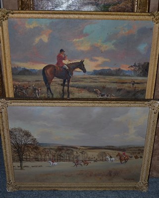 Lot 1113 - Wilfred Bailey (fl.1942-56) Hunting scene in an extensive landscape, signed and dated 1953, oil...