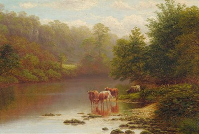 Lot 1032 - William Mellor (1851-1931) "On the Nidd, nr Knarrsbro (sic), Yorkshire" Signed, inscribed...