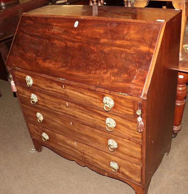 Lot 1165 - A George III mahogany bureau with fitted interior