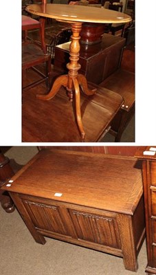 Lot 1174 - An oak blanket box and a tilt top table (2)