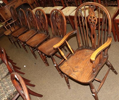 Lot 1205 - Four Windsor spindle back chairs and two carvers (6)