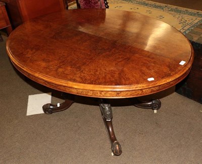 Lot 1217 - A Victorian bur walnut veneered oval tilt top breakfast table