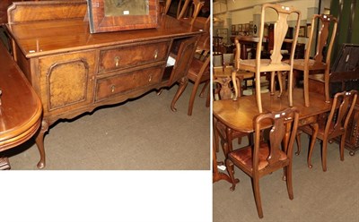 Lot 1224 - A walnut Queen Anne style eight-piece dining room suite