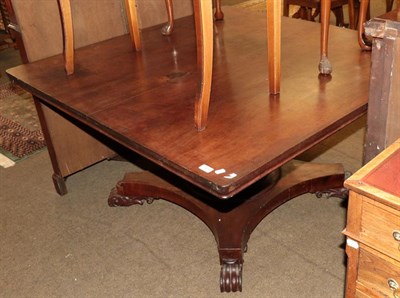 Lot 1236 - A William IV mahogany breakfast table with top and waisted X-form base, 131cm by 128cm by 71cm high