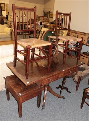 Lot 1263 - * A Regency mahogany sofa table, twin drop-flaps, raised on central column to out splayed supports
