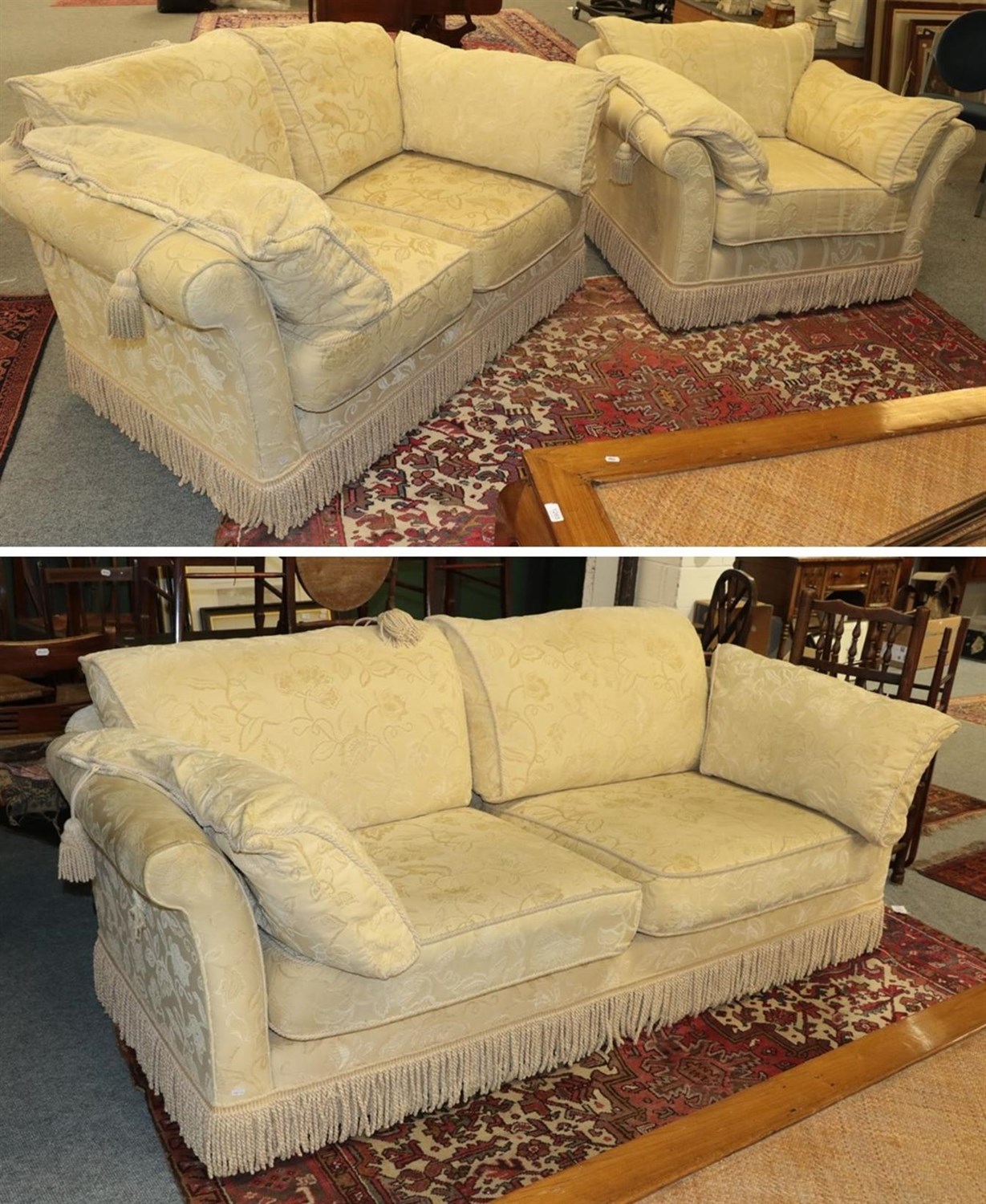 Lot 1266 - A modern three-piece suite, comprising three-seater sofa, a two-seater sofa and an armchair,...