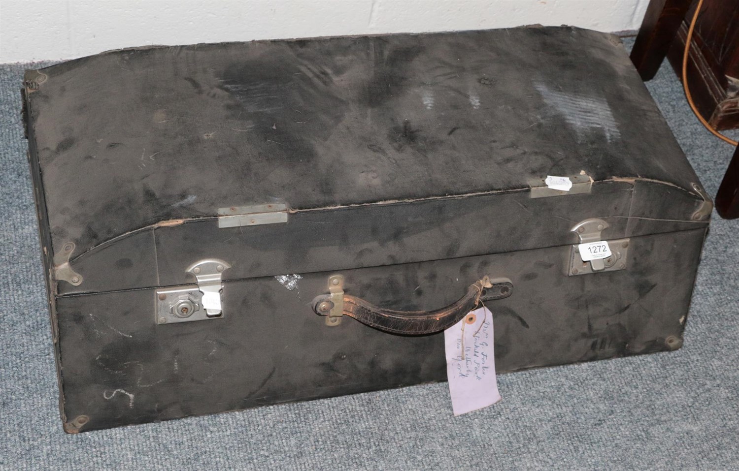 Lot 1272 - * An early 20th century motoring trunk, angled rectangular form, 80cm width