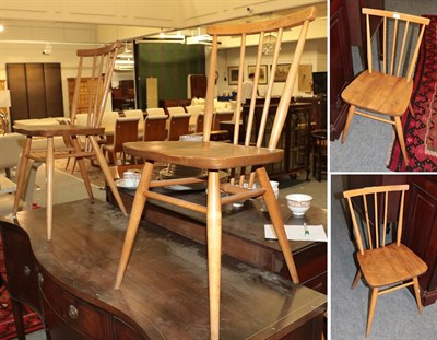 Lot 1278 - Four spindle-back dining chairs, the seats stamped to the underside BS H1 1960 2056