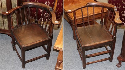 Lot 1299 - A pair of late 18th century oak corner chairs