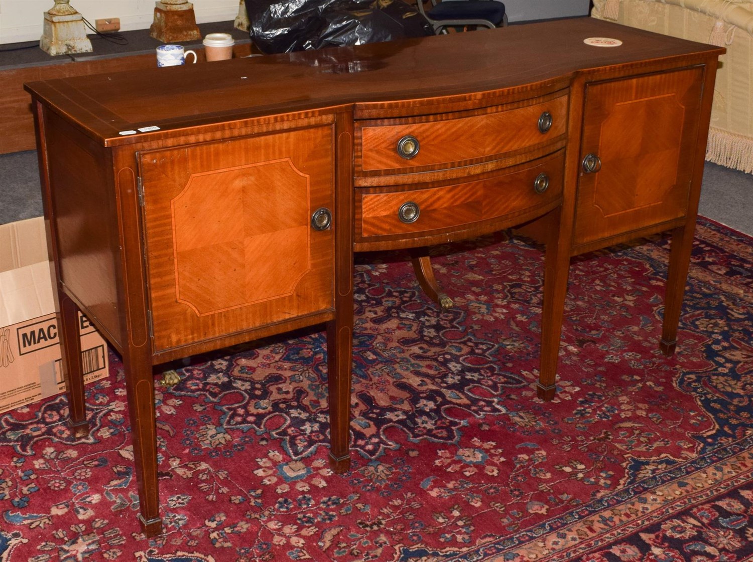 Lot 1305 - A Regency style mahogany inlaid sideboard