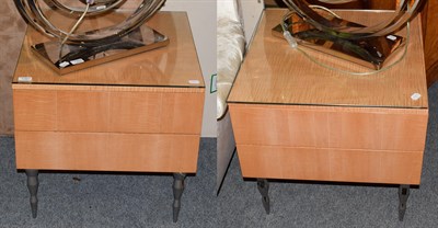 Lot 1321 - A pair of bespoke maple veneered bed side cabinets by Decorus 55cm wide by 55cm deep by 55cm high