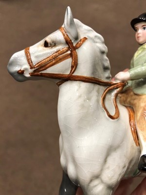 Lot 22 - Beswick Girl on Pony, model No. 1499, light dapple grey gloss