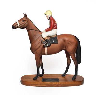 Lot 16 - Beswick Connoisseur Horse 'Red Rum - Brian Fletcher Up', model No. 2511, bay matt, on wooden plinth