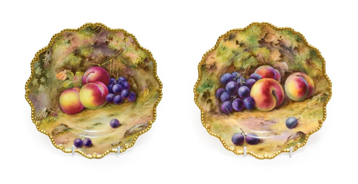 Lot 13 - A Matched Pair of Royal Worcester Porcelain Plates, by Thomas Lockyer, 1921 and 1923, painted...