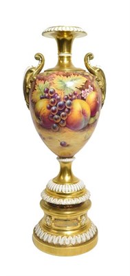 Lot 23 - A Large Royal Worcester Porcelain Vase, by Paul English, late 20th century, of ovoid form with...