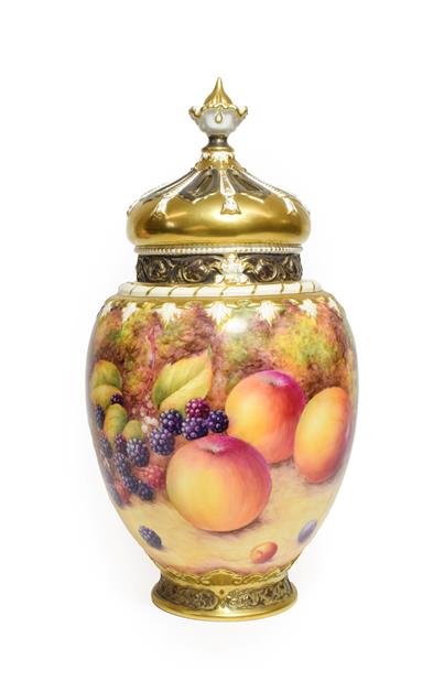Lot 26 - A Royal Worcester Porcelain Pot Pourri Vase and Cover, by Stephen Weston, late 20th century, of...
