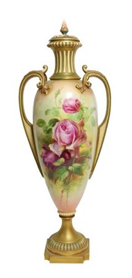 Lot 27 - A Royal Worcester Porcelain Vase and Cover, by Frank Roberts, 1909, of slender baluster form...