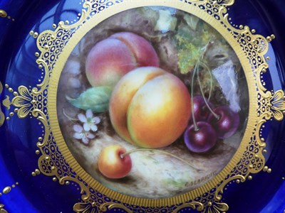 Lot 36 - A Royal Worcester Porcelain Plate, by Richard Sebright, 1921, painted with a still life of fruit on
