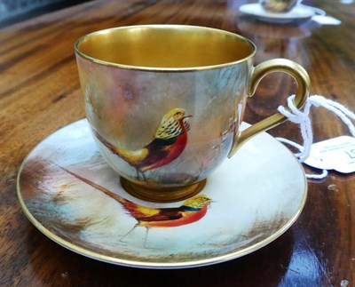 Lot 37 - A Royal Worcester Porcelain Miniature Coffee Cup and Saucer, by Harry Stinton, 1912/13, painted...