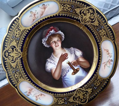 Lot 45 - A Pair of Vienna Style Porcelain Cabinet Plates, circa 1900, painted with ''Gute Nachte'' and...
