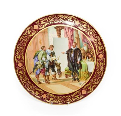 Lot 46 - A Vienna Style Porcelain Plaque, circa 1900, of circular form, painted with ''Wallensteins...