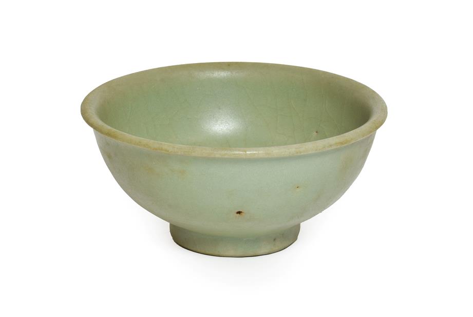 Lot 50 - A Longquan Celadon Glazed Bowl, Ming Dynasty, of circular form with everted rim, 15.5cm diameter
