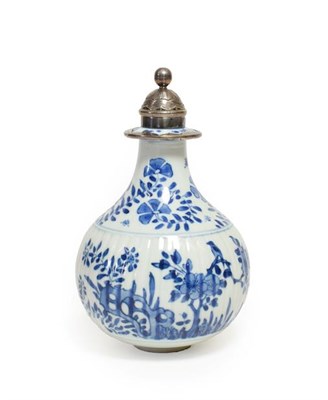 Lot 53 - A Silver Mounted Chinese Porcelain Vase and Cover, the porcelain Kangxi, of fluted pear shape,...