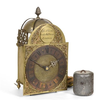 Lot 74 - An 18th Century Hook and Spike Lantern Form Wall Clock, signed Geo Clarke, Leaden Hall Street,...
