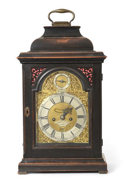 Lot 79 - A George III Striking Table Clock, signed NathL Style, London, circa 1760, ebonised veneered...