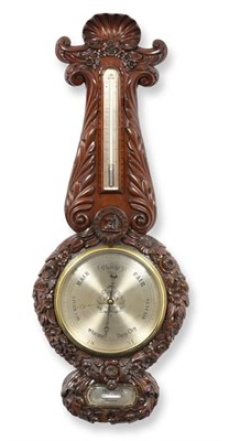 Lot 92 - A Victorian Mahogany Carved Wheel Barometer, signed T.Pritchard, London, circa 1850, finely...