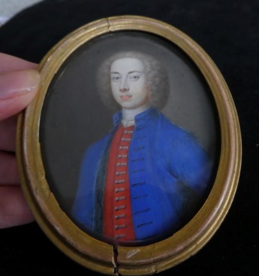 Lot 152 - Manner of Jean-Etienne Liotard (1702-1789) Swiss: Miniature Portrait of a Gentleman, in a blue coat