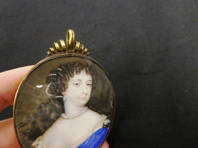 Lot 153 - Nicholas Dixon (1625-1725): Miniature Portrait of Alice Fanshawe, with brown hair adorned with...