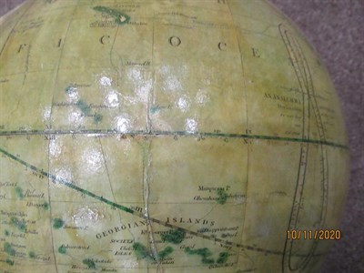 Lot 157 - A Smith's 12'' Terrestrial Library Globe, circa 1846, with hand-coloured engraved gores,...