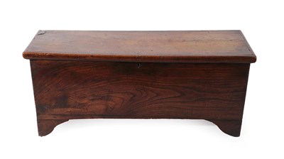 Lot 161 - A 17th Century Elm Sword Chest, of six plank construction, the hinged lid enclosing a candle...