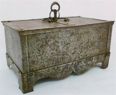 Lot 1067 - An Engraved Iron Strong Box, German, Augsburg or Nuremberg, 18th/19th century, rectangular...