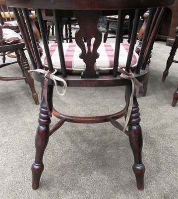 Lot 171 - A Matched Set of Six 19th Century Yew Windsor Armchairs, with double pierced splats and moulded...