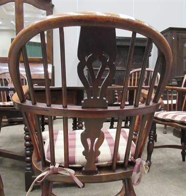 Lot 171 - A Matched Set of Six 19th Century Yew Windsor Armchairs, with double pierced splats and moulded...