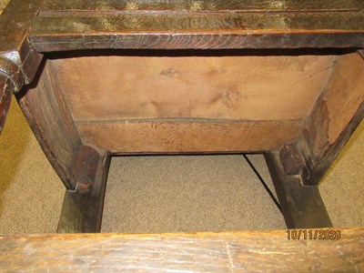 Lot 173 - A 17th Century Joined Oak Wainscot Armchair, the back support with moulded stiles above two...