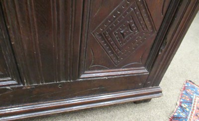 Lot 179 - A 17th Century Joined Oak Chest, of attractive proportions, the hinged lid above a nulled...