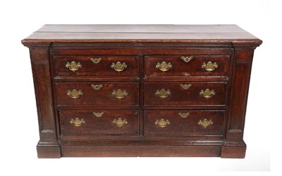 Lot 185 - A Late 17th Century Joined Oak and Mahogany Crossbanded Straight Front Chest, the moulded top above