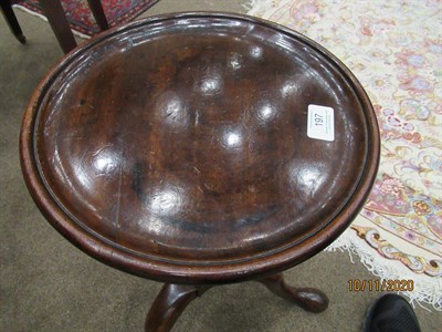 Lot 197 - A George III Mahogany Tripod Table, late 18th century, the circular dished top above a vasiform...